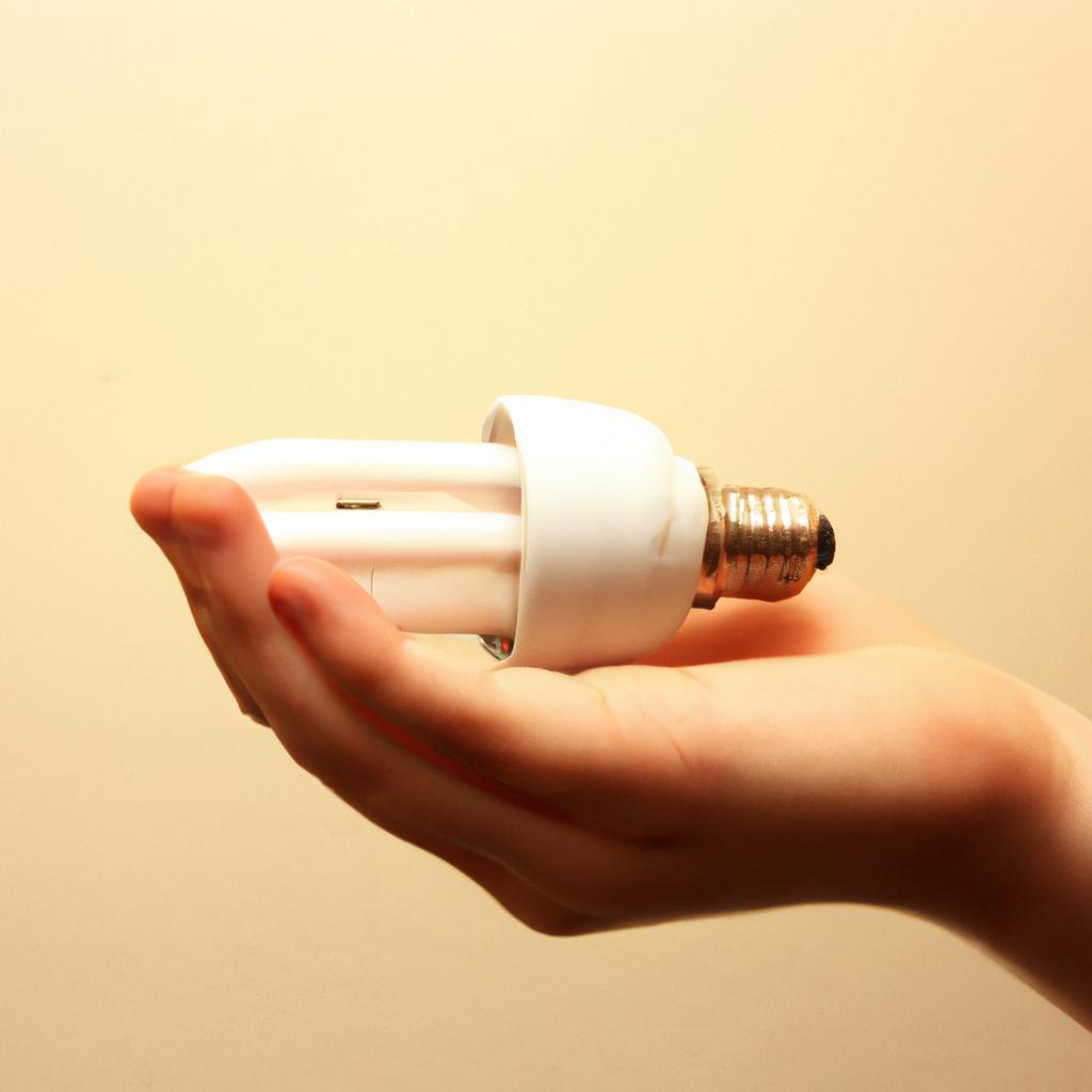 Person holding energy-efficient lightbulb
