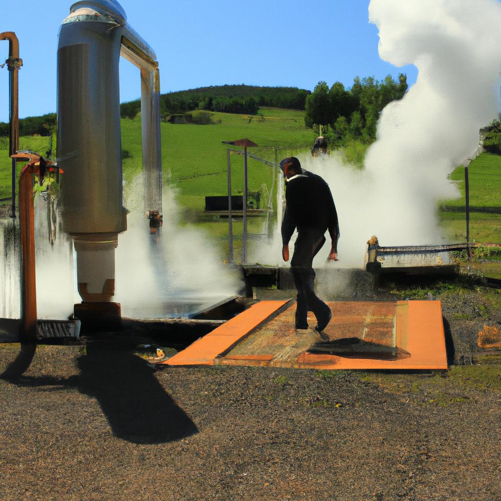 Person operating geothermal power plant
