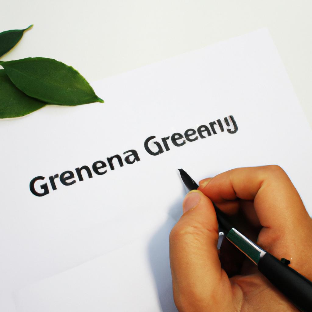 Person signing green financing documents
