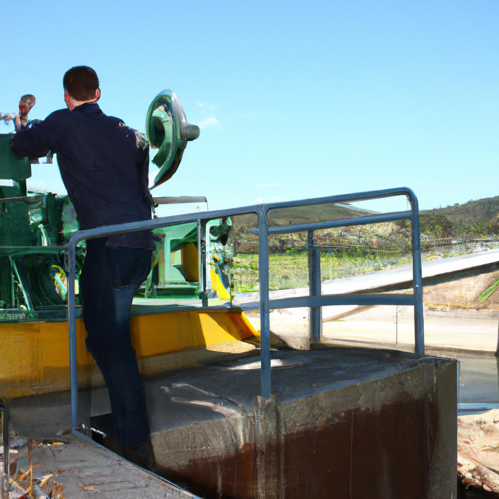 Person operating hydropower equipment
