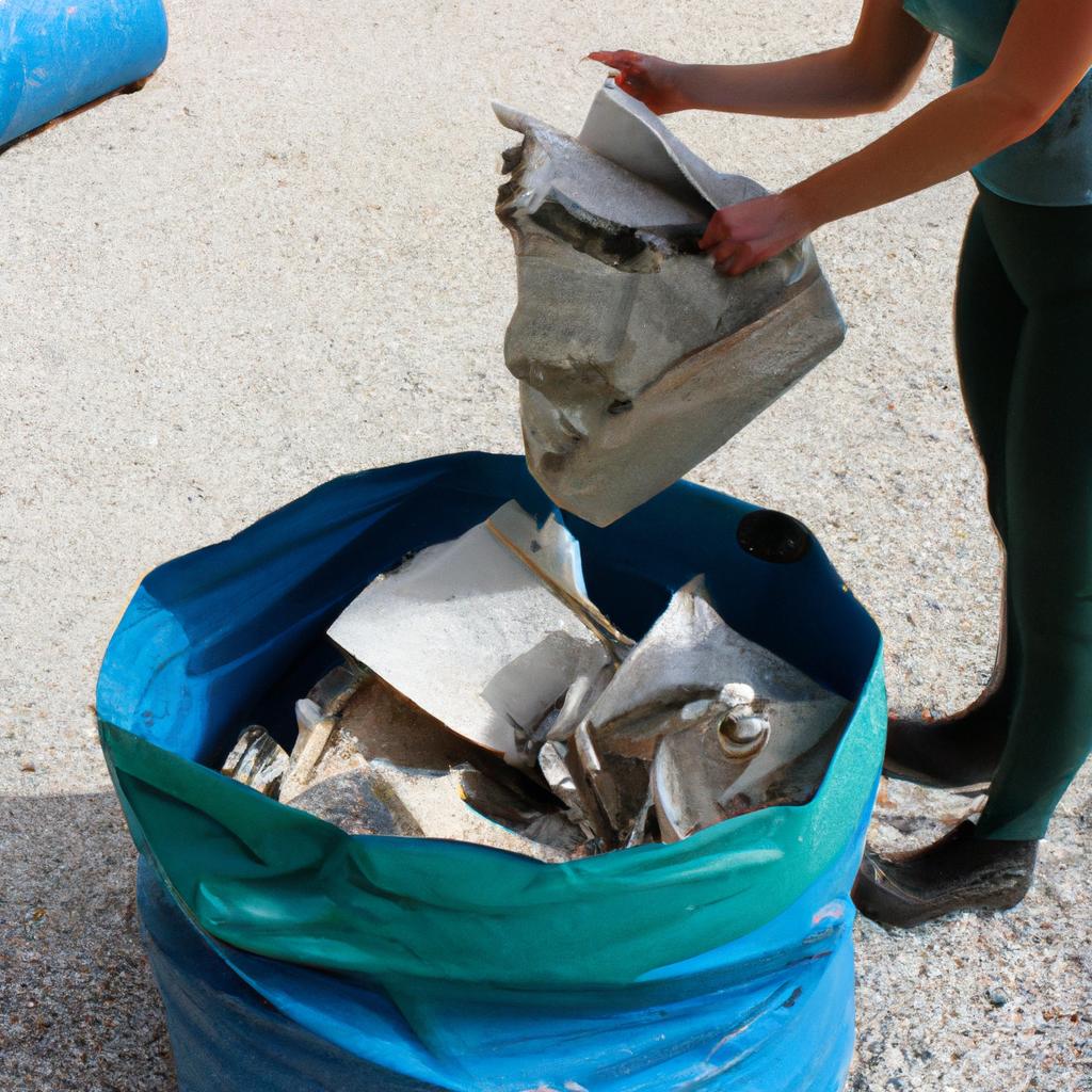 Person sorting recyclable materials